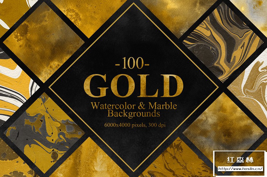 【图片素材】100张圣诞节奢华金色水彩大理石背景艺术纹理图片素材 100 Christmas Gold Watercolor&Marble Set插图
