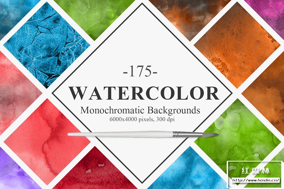 【图片素材】175张单色水彩厚涂插画手绘背景艺术纹理图片素材 175 Monochromatic Watercolor Backgrounds插图