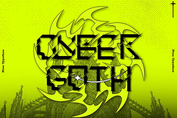 【字体】复古颓废科幻美学哥特艺术Logo徽标标志设计英文字体 Cybergoth