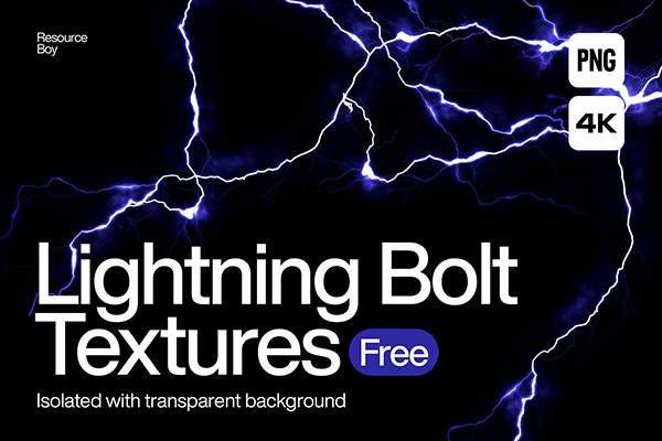 【PNG素材】100支4K高清闪电雷电光效PNG免抠合成素材 100 Lightning Bolt Textures