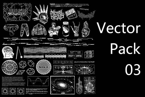 【矢量素材】200+未来主义科幻魔幻重金属哥特赛博朋克小众亚文化街头嘻哈电音机能酸性设计矢量素材 Sick Again – Vector Pack 03
