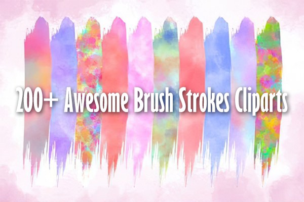 【PNG素材】200+炫彩画刷毛笔软笔水彩画笔触效果PNG剪贴素材 200+ Awesome Brush Strokes Cliparts