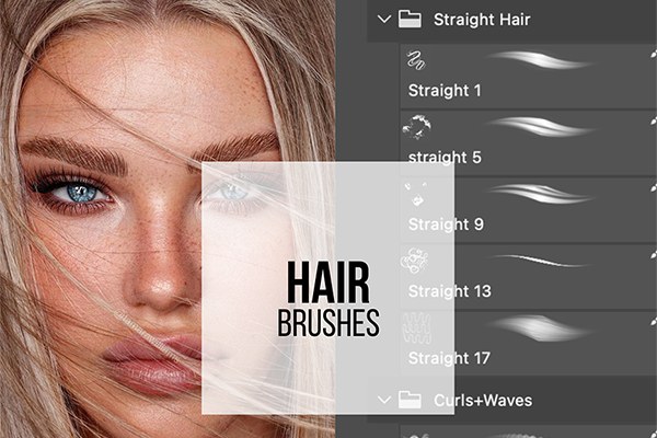 【PS笔刷】44支人像精修头发直发卷发大波浪发型PS笔刷 Tamara Williams – Hair Photoshop Brushes