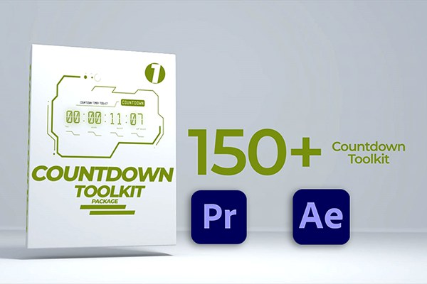 【AE/PR模板】150种现代时尚科技感数字滚动倒计时动画 Countdown Timer Toolkit Package