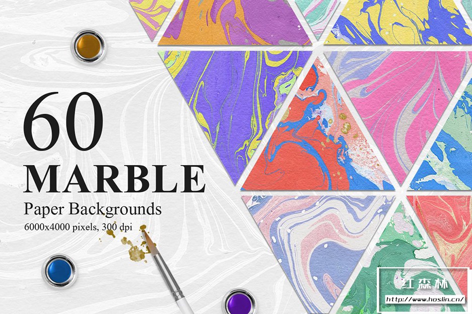 【图片素材】60张抽象艺术扭曲纹理大理石墨水纸张背景图片素材 60 Marble Paper Backgrounds插图