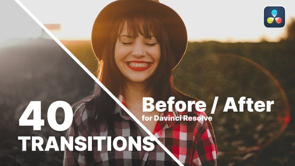 【达芬奇模板】40种视频画面前后对比划像转场展示动画 Before And After Transitions