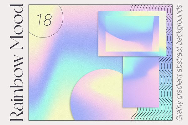 【图片素材】18款炫彩颗粒复古流行霓虹金属彩虹渐变背景图片素材 RAINBOW Gradient Texture Backgrounds