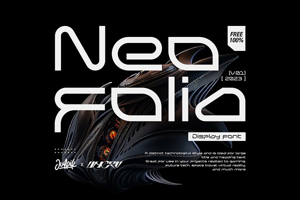 【字体】时尚科技感虚拟游戏科幻未来前沿设计英文非衬线艺术字体 Neofolia – Display Font