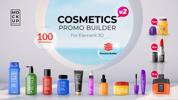 【AE脚本】100种三维化妆产品包装瓶宣传展示动画 Cosmetics Promo Builder
