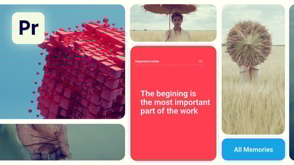 【AE/PR模板】多屏组合幻灯片方式动态排版展示效果动画(含模板音乐) Slideshow – Multiscreen Slideshow