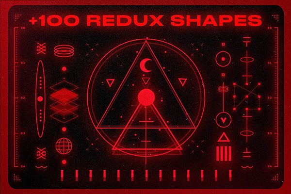 【图片素材】111款未来科幻赛博朋克霓虹单色极简艺术图形元素创意素材 Redux Futuristic Shapes