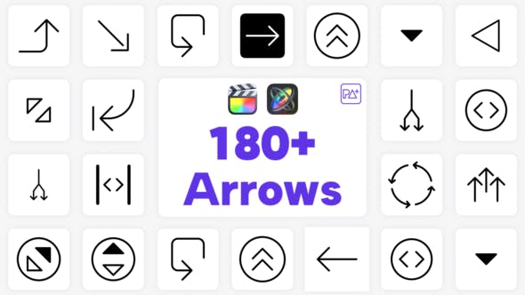 【FCPX插件】180个线条箭头图形标注指示动画 Big Pack Arrows