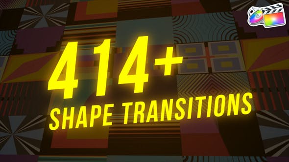 【FCPX插件】414个扁平化彩色MG图形转场动画预设 414+ Shape Transitions