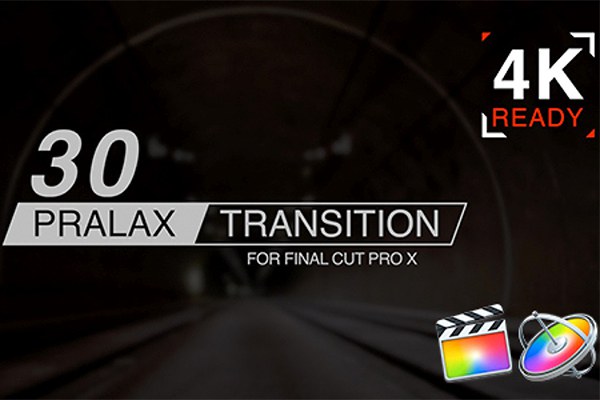 【FCPX插件】30种图形切割玻璃折射视差转场动画 Parallax Transitions