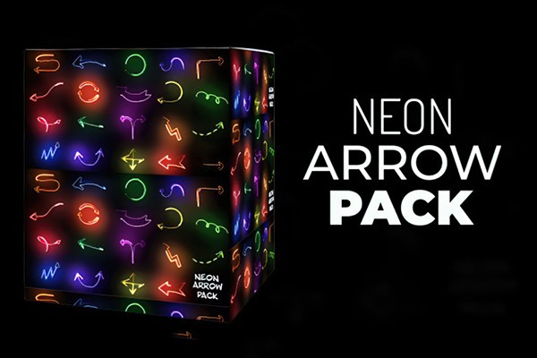 【达芬奇模板】19种霓虹灯发光箭头动画 Neon Arrow Pack
