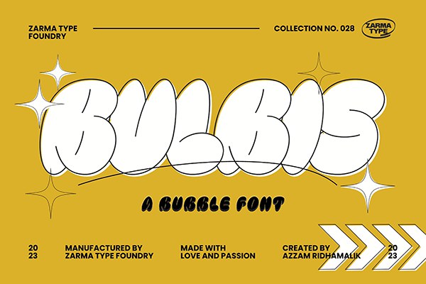 【字体】肥胖可爱圆润泡泡涂鸦手写Y2K文化艺术设计英文字体 Bulbis – Bubble Graffiti Font