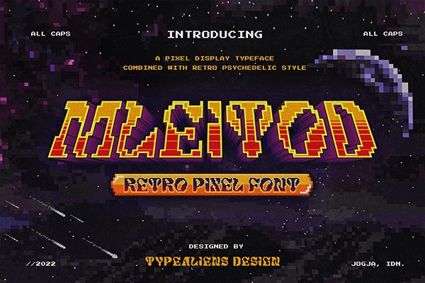 【字体】复古趣味星际战舰迷幻像素游戏衬线装饰英文字体 Mleitod