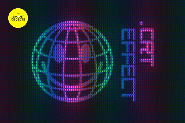 【PSD模板】复古CRT显示器像素Logo屏幕LED电子显示效果PSD模板 Vintage Monitor Effect