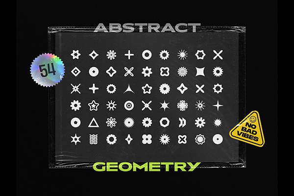 【矢量素材】54种复古抽象概念几何形状双翼设计矢量素材 Abstract Geometry Elements