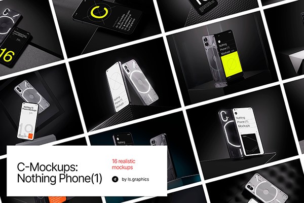 【PS样机】16款网红手机 Nothing Phone (1) 手机场景展示PS模型样机 C-Mockups：Nothing Phone (1)