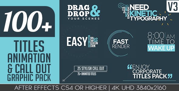 【AE模板】100种创意文字标题排版图形动画 Titles Animation Graphic Pack v3
