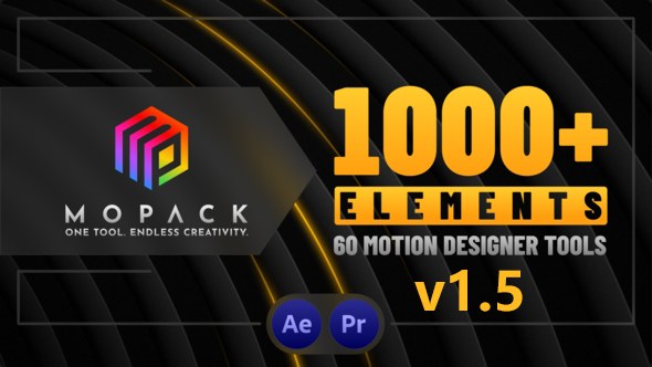 【AE/PR脚本】1000组时尚流行图形海报设计封面背景文字标题排版宣传动画 MoPack – Motion Graphics Pack v1.5