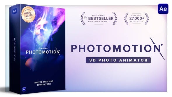 【AE模板】平面图片转三维摄像机视差动画透视特效模板 Photomotion V12.0 – 3D Photo Animator (6 in 1)