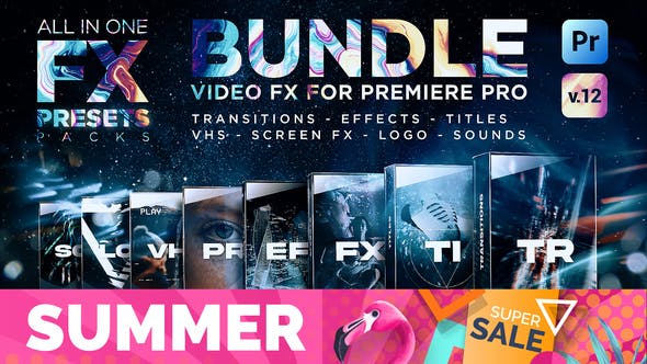 【PR模板】2000种视觉特效电影文字标题转场LOGO动画素材背景音效LUTS调色预设 FX Presets Bundle v12