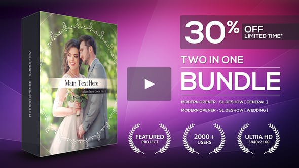 【AE模板】现代时尚优雅视差幻灯片效果图文展示动画 Modern Opener–Slideshow