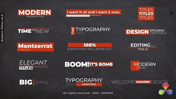 【达芬奇模板】15组现代简洁文字标题动画 Modern Titles v2.0 DR