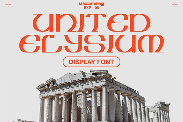 【字体】现代时尚科幻艺术海报标题Logo设计英文字体 United Elysium Display Font