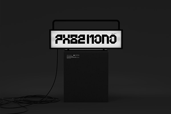 【字体】硬派严谨工业风斜角几何美学设计英文字体 PX82 – Mono™