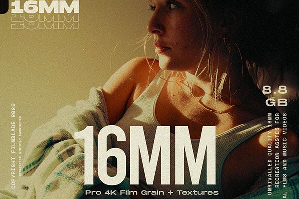 【4K视频素材】复古16MM老电影胶片颗粒刮痕边框纹理叠加动画 16MM 4K Film Overlays + Textures