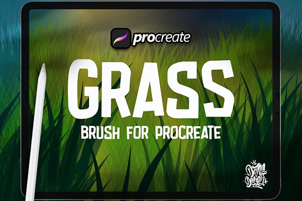 【Procreate笔刷】逼真的草地手绘插画Procreate笔刷 Dansdesign Grass Procreate Brush