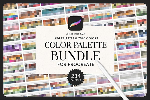 【Procreate色板】9组243个常用绘画插画配色Procreate色板 Color Palette Bundle for Procreate