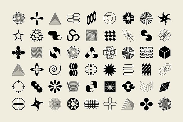 【矢量素材】54款Y2K千禧风复古抽象艺术图形创意设计矢量素材 Original Y2K Elements Collection