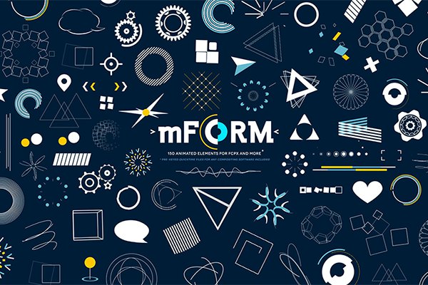 【FCPX插件】150种活力时尚MG动态图形元素动画 motionVFX – mForm + 视频素材