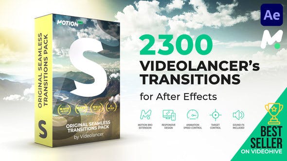 【AE脚本】2300组扭曲透视旋转超级无缝转场预设 Videolancer’s Transitions Original Seamless Transitions Pack v9