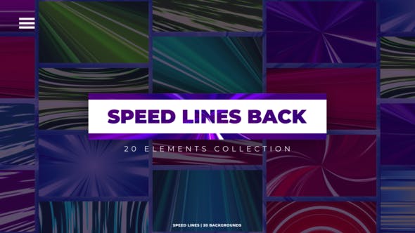 【AE/PR模板】20组彩色动漫速度线背景动画 Speed Lines Backgrounds
