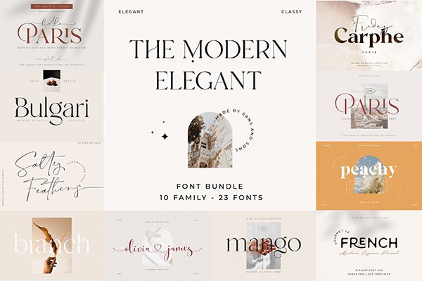 【字体】10套现代时尚优雅轻奢极简品牌logo杂志排版装饰英文字体合集 Modern Elegant Font Bundle