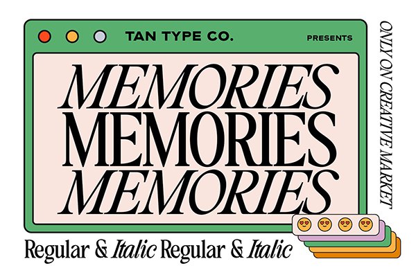 【字体】80年代经典复古优雅杂志海报标题Logo设计衬线英文字体 Tan – Memories