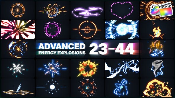【FCPX插件】80个卡通闪电能量电流爆炸元素MG特效动画 Advanced Energy Explosions Pack 23-44
