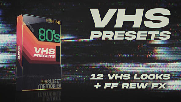 【PR模板】12种复古80年代老录像带视觉特效动画 VHS Look Presets Pack