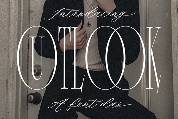 【字体】优雅时尚纤细曲线连字手写艺术签名海报排版设计英文字体 Outlook Font Duo