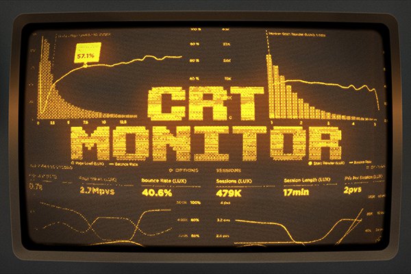 【PSD模板】12款复古CRT阴极管显示器监视器显示效果PSD模板 CRT Machine – Retro Monitor Effect