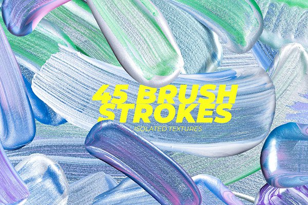 【PNG素材】45款丙烯颜料油画颜料涂抹笔触PNG图片素材 45 Shiny Glaze Oil Paint Brush Strokes Overlays