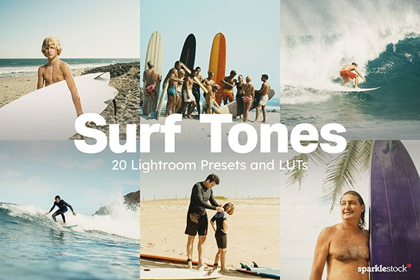 【调色预设】20款热带海滩水上冲浪运动摄影LR预设LUT调色 20 Surf Tones Lightroom Presets LUTs
