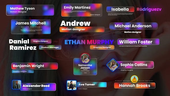 【AE模板】15种磨砂玻璃背景人物介绍彩色字幕条文字标题动画 Glass Lower Thirds