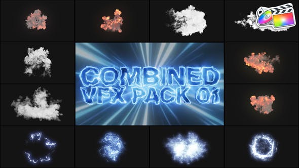 【FCPX插件】12个能量粒子烟雾爆炸视觉特效包 Combined VFX Pack