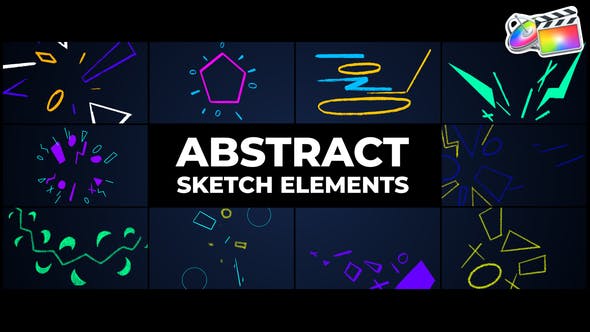【FCPX插件】11个抽象手绘涂鸦图形动画元素 Abstract Sketch Elements